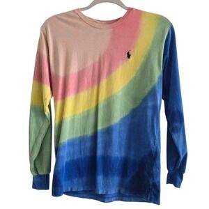 POLO Ralph Lauren Tie Dye Shirt Cotton Crewneck Pony Long Sleeve Women's XS
